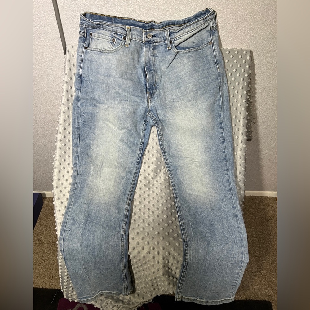 Levi’s Men’s 514 Straight Leg Stretch Jeans 36 x 30 Lightwash Denim EUC